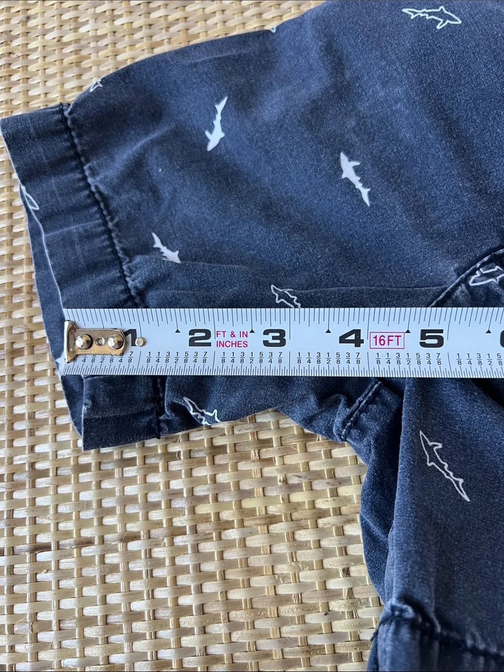 Oshkosh B’gosh 100% Cotton Navy Toddler Shark Shorts Distressed Faded Boys 3T